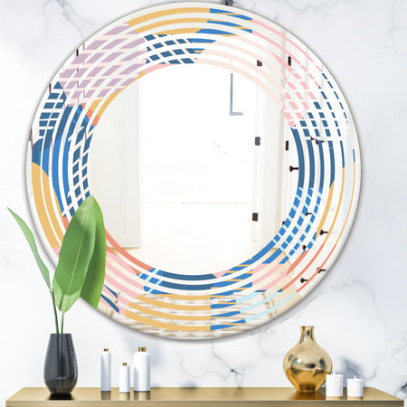 Trendy Contemporary Geometry Shapes Pattern - Modern Round or Oval Wall Mirror - Wave