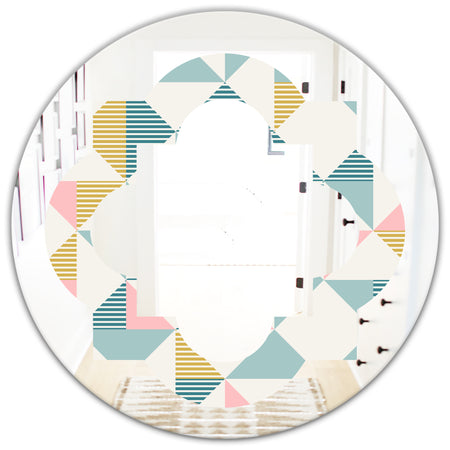 Diamond Retro I - Modern Round or Oval Wall Mirror - Quatrefoil