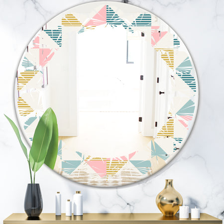 Diamond Retro II - Modern Round or Oval Wall Mirror - Leaves