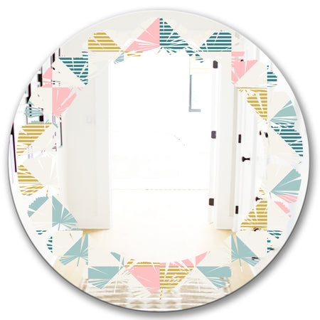 Diamond Retro II - Modern Round or Oval Wall Mirror - Leaves
