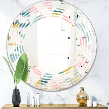 Diamond Retro XI - Modern Round or Oval Wall Mirror - Wave