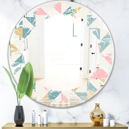 Diamond Retro XI - Modern Round or Oval Wall Mirror - Leaves
