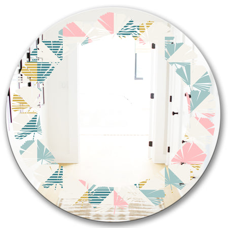 Diamond Retro XI - Modern Round or Oval Wall Mirror - Leaves