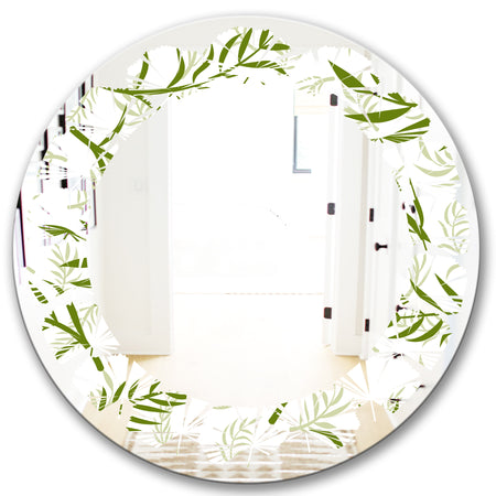 Tropical Botanicals I - Modern Round or Oval Wall Mirror - Leaves