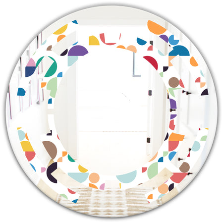 Retro Abstract Circular I - Modern Round or Oval Wall Mirror - Space
