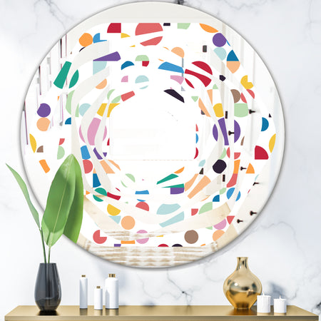 Retro Abstract Circular I - Modern Round or Oval Wall Mirror - Whirl