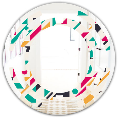 Retro Geometric Design III - Modern Round or Oval Wall Mirror - Space