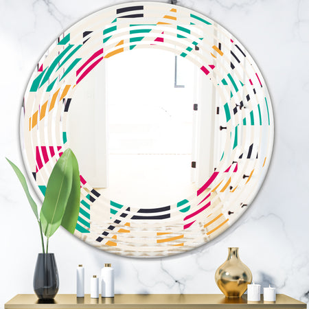 Retro Geometric Design III - Modern Round or Oval Wall Mirror - Wave