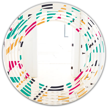 Retro Geometric Design III - Modern Round or Oval Wall Mirror - Wave