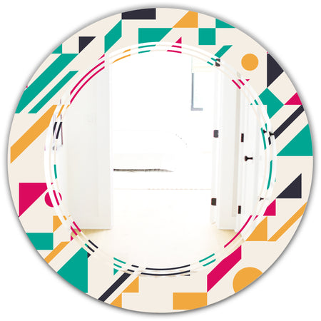 Retro Geometric Design III - Modern Round or Oval Wall Mirror - Triple C