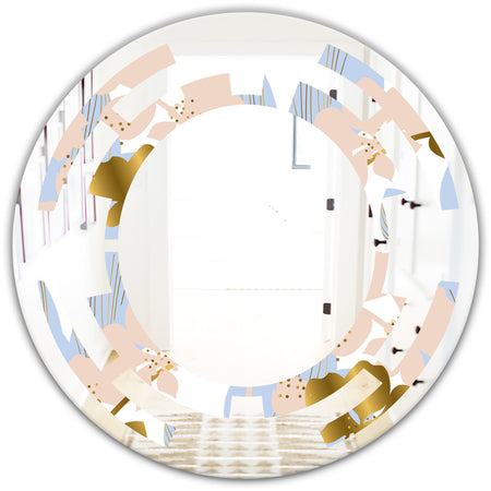 Golden Foliage XV - Modern Round or Oval Wall Mirror - Space