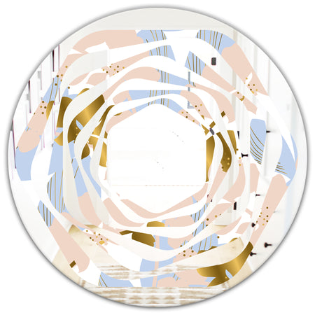 Golden Foliage XV - Modern Round or Oval Wall Mirror - Whirl