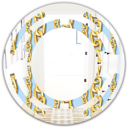 Gold Chain Pattern - Modern Round or Oval Wall Mirror - Space