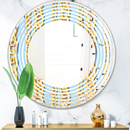 Gold Chain Pattern - Modern Round or Oval Wall Mirror - Wave