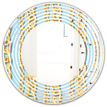 Gold Chain Pattern - Modern Round or Oval Wall Mirror - Wave