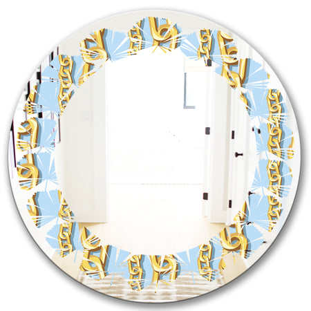 Gold Chain Pattern - Modern Round or Oval Wall Mirror - Leaves