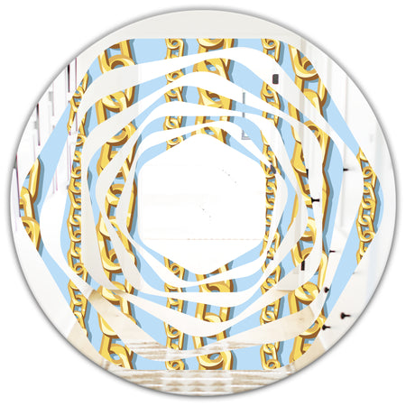 Gold Chain Pattern - Modern Round or Oval Wall Mirror - Whirl