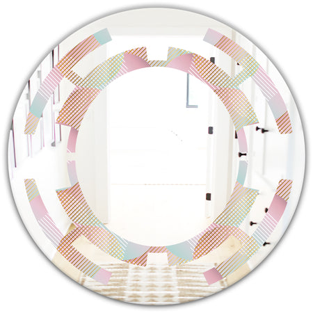 Abstract Design Retro Pattern VII - Modern Round or Oval Wall Mirror - Space