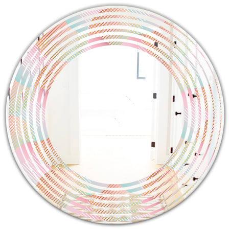 Abstract Design Retro Pattern VII - Modern Round or Oval Wall Mirror - Wave