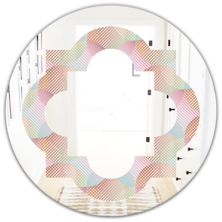 Abstract Design Retro Pattern VII - Modern Round or Oval Wall Mirror - Quatrefoil