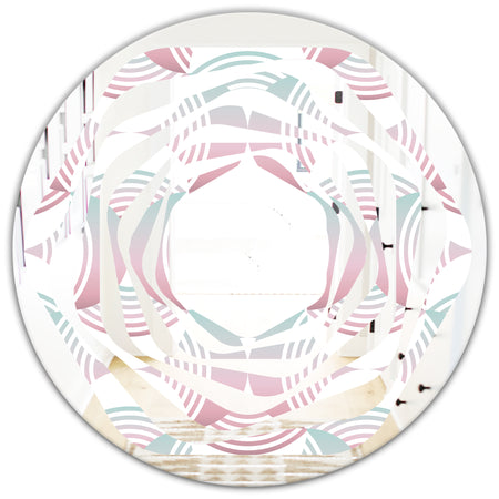 Retro Geometrical Abstract Pattern I - Modern Round or Oval Wall Mirror - Whirl