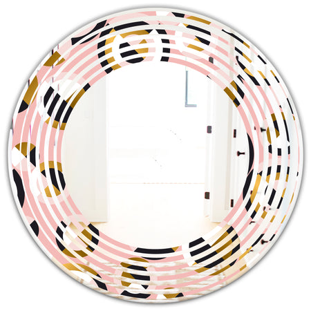 Circular geometric shapes retro pattern - Modern Round or Oval Wall Mirror - Wave