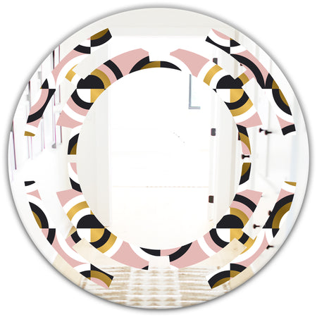 Abstract Geometric Circular Retro I - Modern Round or Oval Wall Mirror - Space