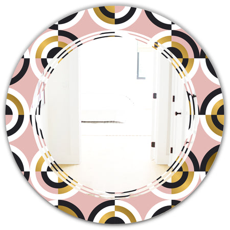 Abstract Geometric Circular Retro I - Modern Round or Oval Wall Mirror - Triple C