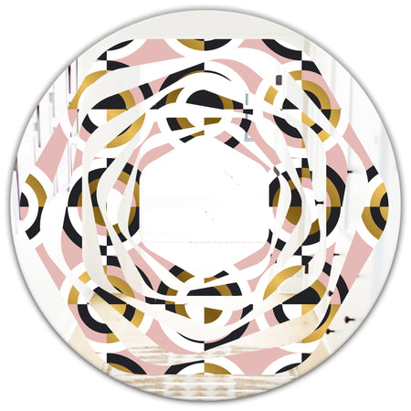Abstract Geometric Circular Retro I - Modern Round or Oval Wall Mirror - Whirl