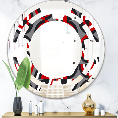 Retro Circular Pattern Geometrical - Modern Round or Oval Wall Mirror - Space