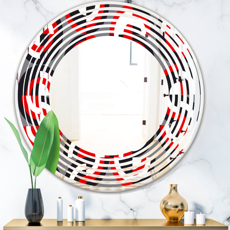 Retro Circular Pattern Geometrical - Modern Round or Oval Wall Mirror - Wave