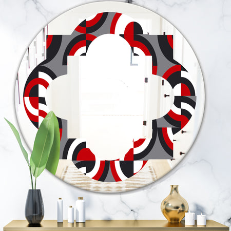 Retro Circular Pattern Geometrical - Modern Round or Oval Wall Mirror - Quatrefoil