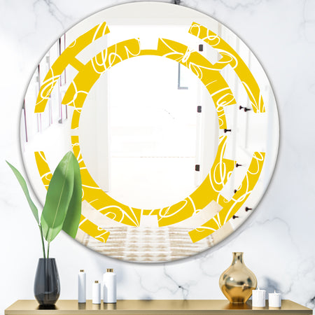 Butterflies hand drawn color pattern - Modern Round or Oval Wall Mirror - Space