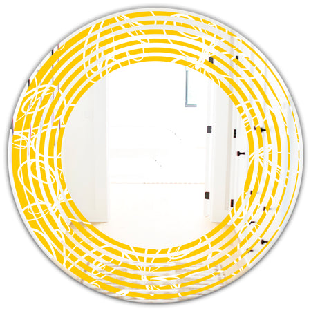 Butterflies hand drawn color pattern - Modern Round or Oval Wall Mirror - Wave