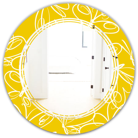 Butterflies hand drawn color pattern - Modern Round or Oval Wall Mirror - Triple C