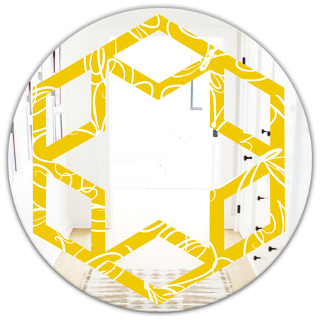 Butterflies hand drawn color pattern - Modern Round or Oval Wall Mirror - Hexagon Star