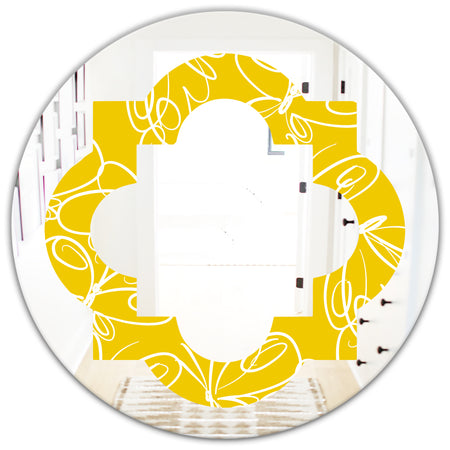 Butterflies hand drawn color pattern - Modern Round or Oval Wall Mirror - Quatrefoil