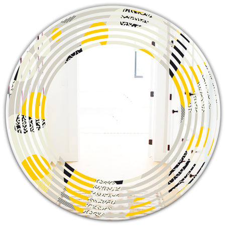 Abstract Design Retro Pattern V - Modern Round or Oval Wall Mirror - Wave