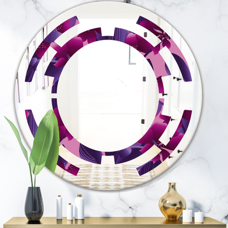 Orchid blossom colorful pattern - Modern Round or Oval Wall Mirror - Space