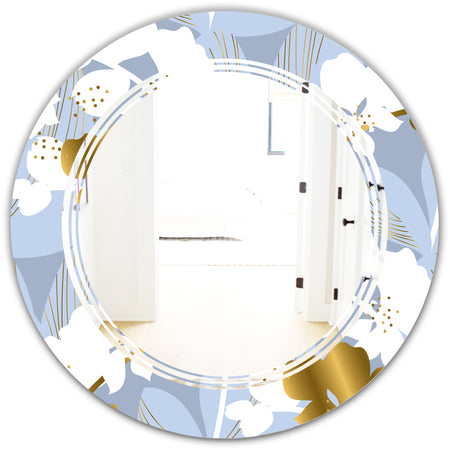 Orchid blossom color pattern - Modern Round or Oval Wall Mirror - Triple C
