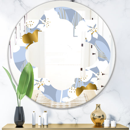 Orchid blossom color pattern - Modern Round or Oval Wall Mirror - Quatrefoil