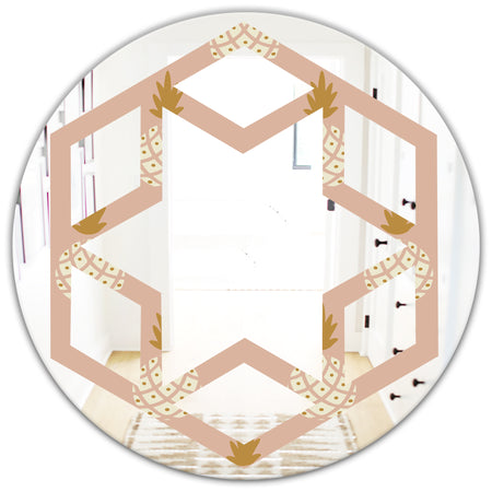 Pineapple Summer Bliss VII - Modern Round or Oval Wall Mirror - Hexagon Star