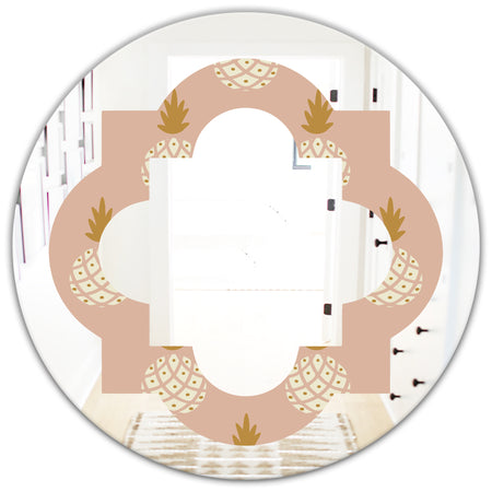 Pineapple Summer Bliss VII - Modern Round or Oval Wall Mirror - Quatrefoil