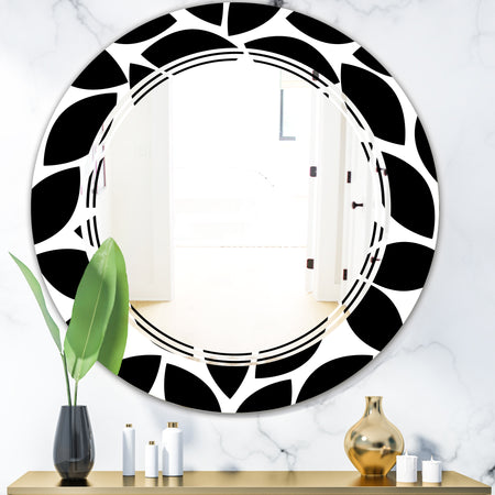Monochrome Geometric Pattern XII - Modern Round or Oval Wall Mirror - Triple C