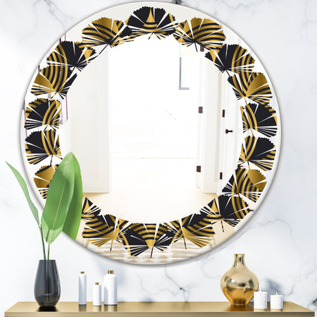 Art Deco style modern pattern - Modern Round or Oval Wall Mirror - Leaves