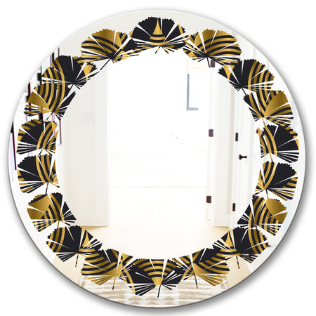 Art Deco style modern pattern - Modern Round or Oval Wall Mirror - Leaves