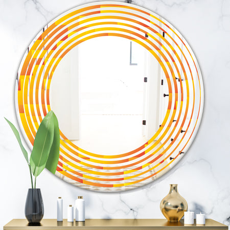 Retro Square Design VIII - Modern Round or Oval Wall Mirror - Wave