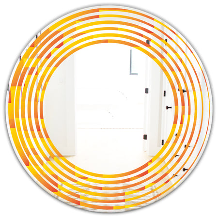 Retro Square Design VIII - Modern Round or Oval Wall Mirror - Wave