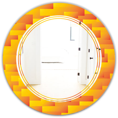 Retro Square Design VIII - Modern Round or Oval Wall Mirror - Triple C