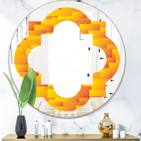 Retro Square Design VIII - Modern Round or Oval Wall Mirror - Quatrefoil